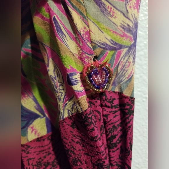 The Territory Ahead 100% Silk Boho Patchwork Pattern Maxi Dress Size 14 - Picture 5 of 8